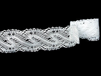 Cotton bobbin lace 75080, width 55 mm, white - 1