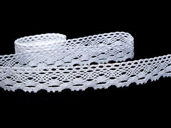 Cotton bobbin lace 75084, width 23 mm, white - 1