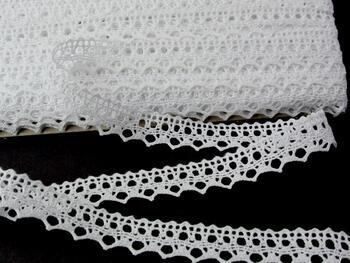 Cotton bobbin lace 75087, width 19 mm, white mercerized - 1