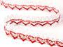 Cotton bobbin lace 75087, width 19 mm, white/red - 1/5