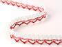 Cotton bobbin lace 75087, width 19 mm, white merc./red - 1/3
