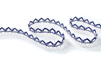 Bobbin lace No. 75087 white/blue | 30 m - 1