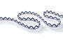 Cotton bobbin lace 75087, width 19 mm, white/blue - 1/4