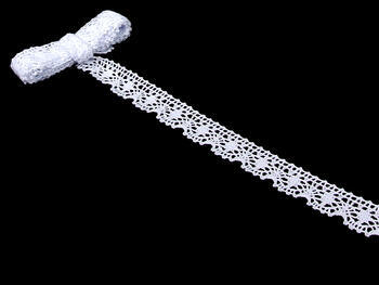 Cotton bobbin lace 75088, width 27 mm, white - 1