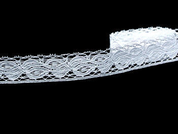 Cotton bobbin lace 75091, width 20 mm, white - 1