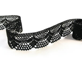 Cotton bobbin lace 75098, width 45 mm, black