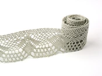 Cotton bobbin lace 75098, width 45 mm, light linen gray - 1