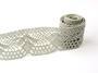 Cotton bobbin lace 75098, width 45 mm, light linen gray - 1/5