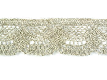 Cotton bobbin lace 75098, width 45 mm, ecru/light linen gray/highlights - 1
