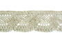 Cotton bobbin lace 75098, width 45 mm, ecru/light linen gray/highlights - 1/4