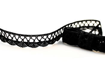 Cotton bobbin lace 75099, width 18 mm, black - 1