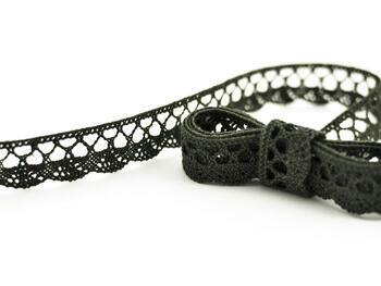 Cotton bobbin lace 75099, width 18 mm, dark olive