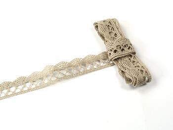 Cotton bobbin lace 75099, width 18 mm, light linen gray - 1