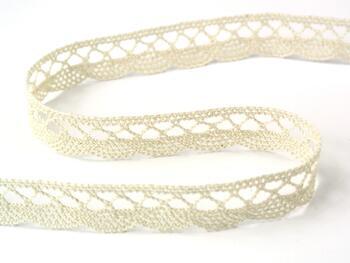Cotton bobbin lace 75099, width 18 mm, light cream - 1