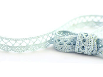 Cotton bobbin lace 75099, width 18 mm, pale blue - 1