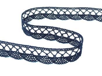Cotton bobbin lace 75099, width 18 mm, black blue - 1