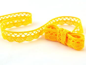 Cotton bobbin lace 75099, width 18 mm, yellow - 1