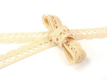 Cotton bobbin lace 75099, width 18 mm, beige - 1