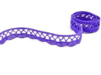 Cotton bobbin lace 75099, width 18 mm, purple/violet - 1
