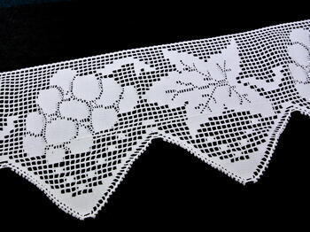Cotton bobbin lace 75102, width 210 mm, white - 1