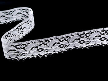 Cotton bobbin lace 75107, width 24 mm, white - 1