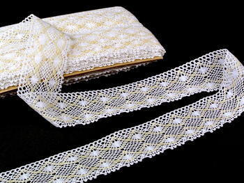 Cotton bobbin lace 75110, width 53 mm, white/ecru - 1