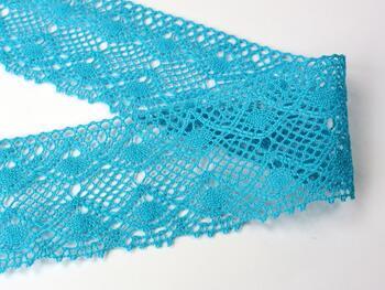 Cotton bobbin lace 75110, width 53 mm, turquoise - 1