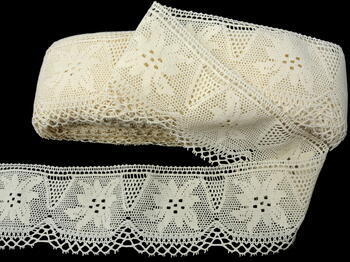 Cotton bobbin lace 75112, width 80 mm, ecru - 1