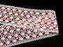 Cotton bobbin lace insert 75117, width 80 mm, white/light red - 1/4