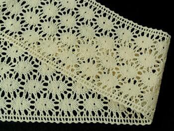Cotton bobbin lace insert 75117, width 80 mm, ecru - 1
