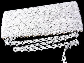 Cotton bobbin lace 75120, width 14 mm, white - 1