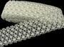 Cotton bobbin lace 75121, width 80 mm, ecru/dark linen gray - 1/5