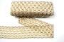 Cotton bobbin lace 75121, width 80 mm, ecru/dark beige - 1/5