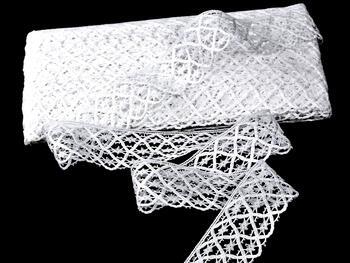 Cotton bobbin lace 75123, width 35 mm, white - 1