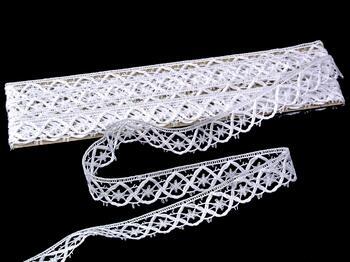 Cotton bobbin lace 75124, width 18 mm, white - 1