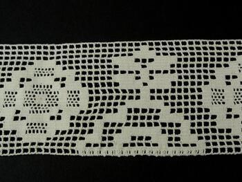 Cotton bobbin lace insert 75125, width 83 mm, ecru - 1