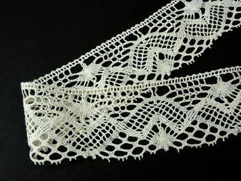 Cotton bobbin lace 75132, width 65 mm, ecru - 1