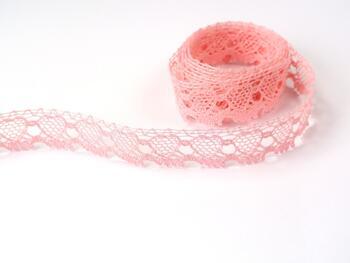 Cotton bobbin lace 75133, width 19 mm, pink - 1