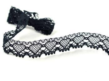 Cotton bobbin lace 75133, width 19 mm, black - 1
