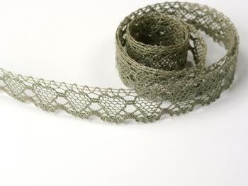 Cotton bobbin lace 75133, width 19 mm, dark linen gray - 1
