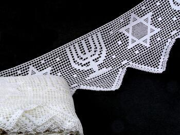 Cotton bobbin lace 75140, width 156 mm, white - 1
