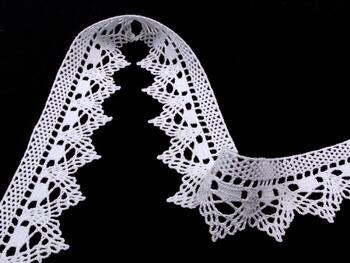 Cotton bobbin lace 75145, width 50 mm, white - 1