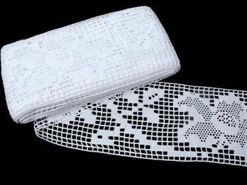 Cotton bobbin lace insert 75152, width 115 mm, white - 1