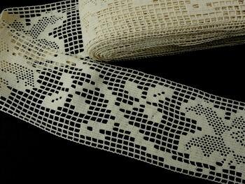 Cotton bobbin lace insert 75152, width 115 mm, ecru - 1