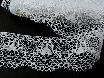 Cotton bobbin lace 75156, width 70 mm, white mercerized - 1