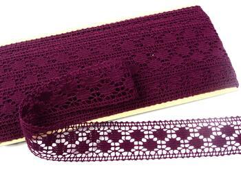 Cotton bobbin lace insert 75160, width 34 mm, violet - 1