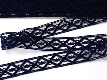 Cotton bobbin lace insert 75165, width 20 mm, dark blue - 1