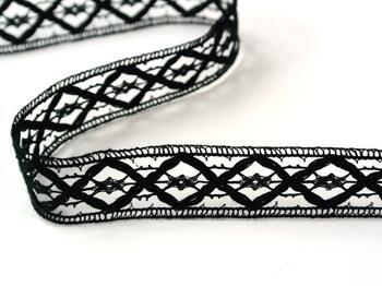 Cotton bobbin lace insert 75165, width 20 mm, black - 1
