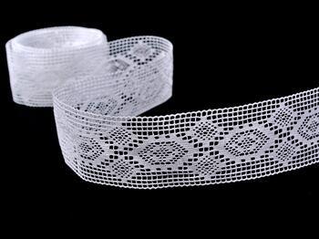 Cotton bobbin lace insert 75166, width 40 mm, white - 1