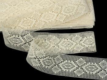 Cotton bobbin lace insert 75166, width 40 mm, ecru - 1